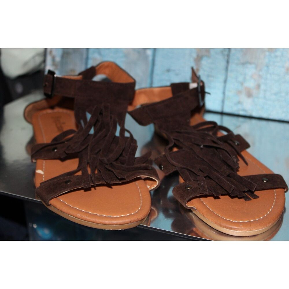 EPICSTEP SANDALS BROWN SUEDE WITH FRINGE SZ 10